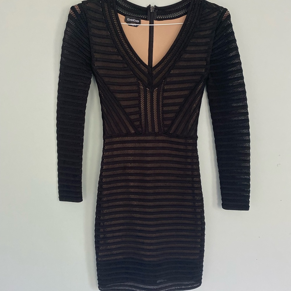 BEBE Long Sleeve Cocktail Dress